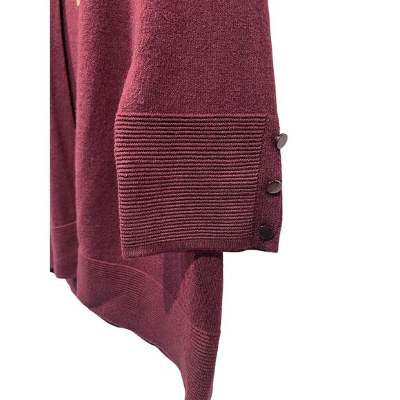 Evolution By Cyrus Sweater Myna Fine Knit Open Cardigan Burgundy Red Size Small - Picture 8 of 11